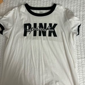 PINK white campus tee